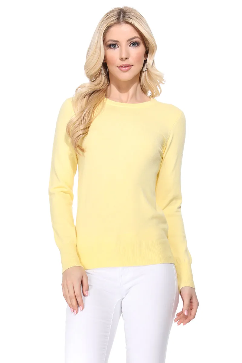 YEMAK Women's Crewneck Long Sleeve Pullover Soft Knit Top Sweater MK5500 (S-XL)