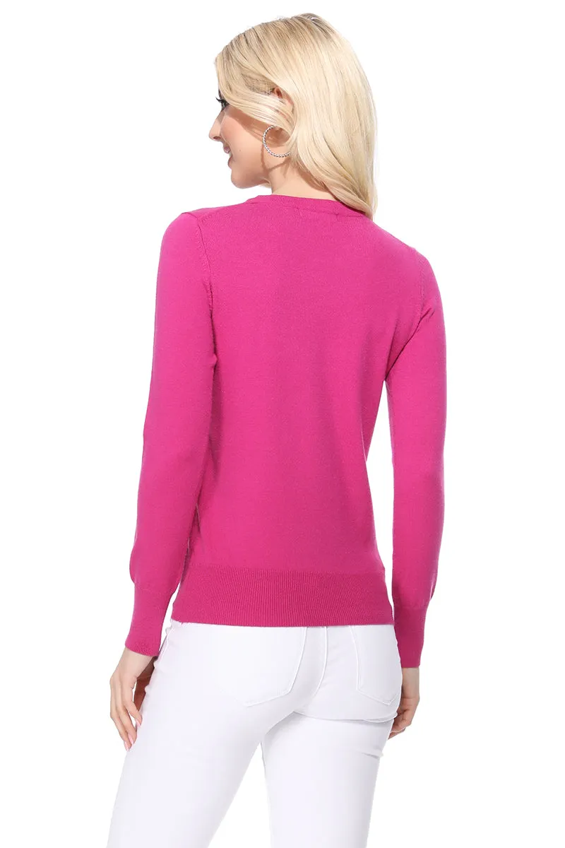 YEMAK Women's Crewneck Long Sleeve Pullover Soft Knit Top Sweater MK5500 (S-XL)