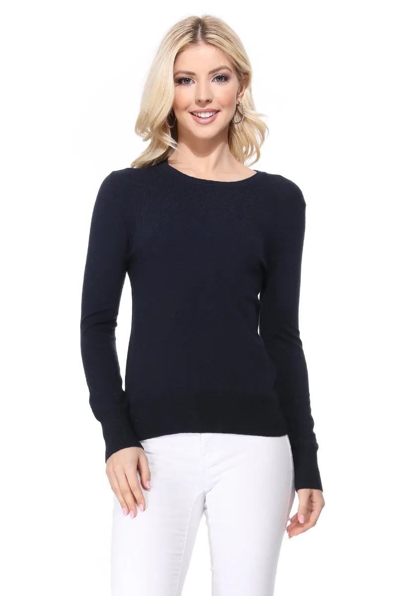 YEMAK Women's Crewneck Long Sleeve Pullover Soft Knit Top Sweater MK5500 (S-XL)