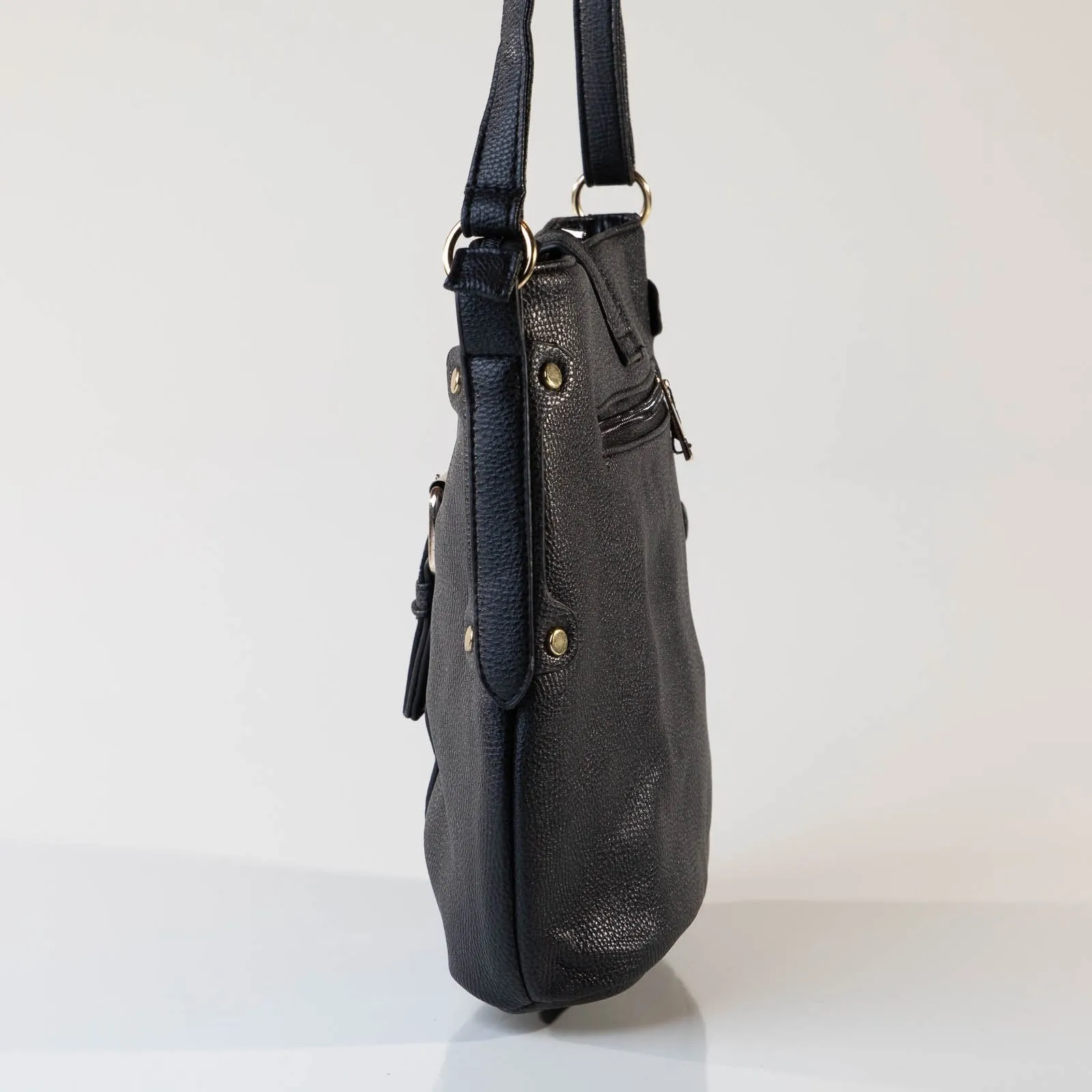 Youngs Black CrossBody with Buckle